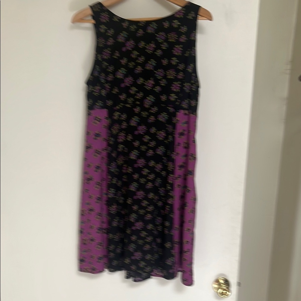 Betsey Johnson Black and Purple Floral Baby Doll Dress 10 - Picture 5 of 9